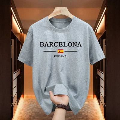 Barcelona Printed T-shirts for Men High Quality 100% Cotton O-neck Short Sleeve Tops Home Outdoor Casual Soft Tees Men's Clothes