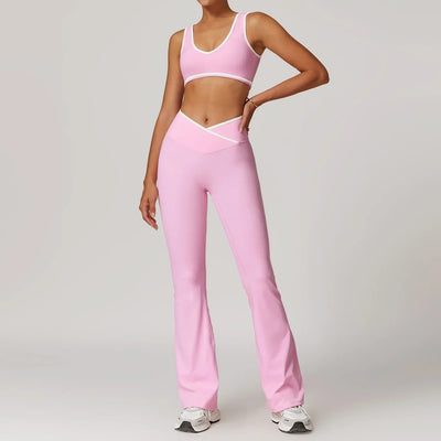 Women Clothes Yoga Set 2 Pieces Workout Outfits Fitness Sportswear Gym Tracksuit High Waist Leggings Sports Bra Athletic Wear