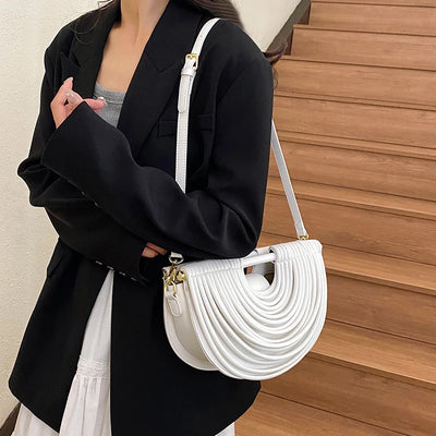 Handbags for Women 2025 New Gold Luxury Designer Brand Handwoven Noodle Bags Rope Knotted Pulled Half Moon Silver Evening Clutch
