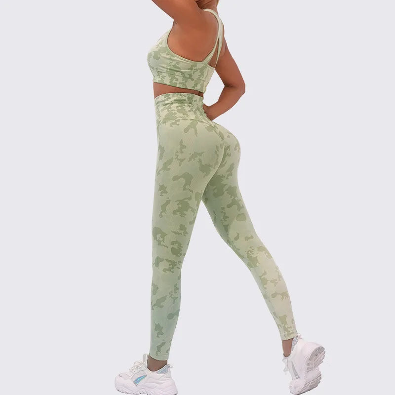 Women's top sports Yoga wear 2-piece set Women's fitness camouflage outdoor sports wear yoga wear set Sportswear for women