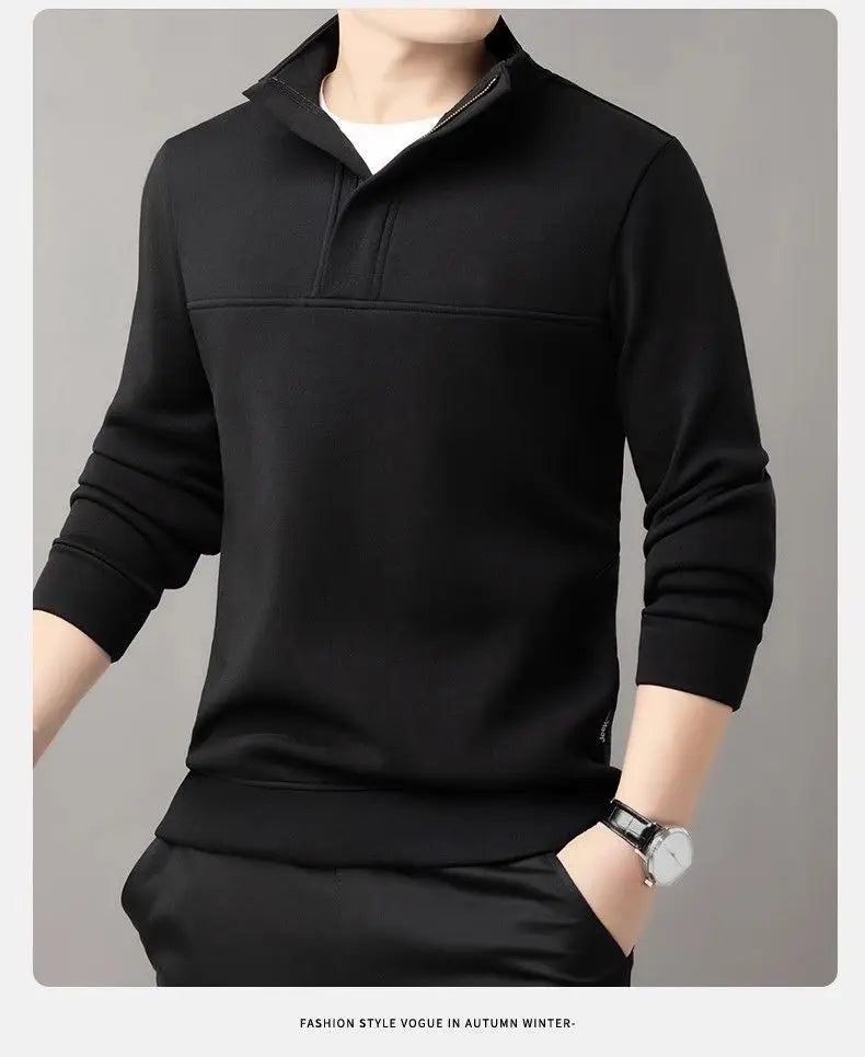 New Men's Sweatshirts Autumn and Winter Warm and Simple Personalized Trendy Tops Half-high Neck Base Shirt
