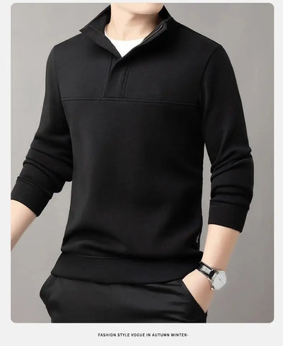 New Men's Sweatshirts Autumn and Winter Warm and Simple Personalized Trendy Tops Half-high Neck Base Shirt