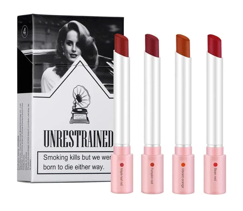 4 Colors Cigarette Lipstick Set Matte Lip Gloss Long Lasting Lip Glaze Waterproof Lip Stick Tube Nude Lip Tint Makeup Cosmetics