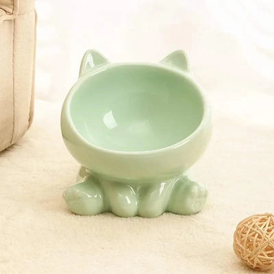 Cat And Dog Rice Bowl Pet Accessories Ceramic Diagonal High Feet Stable Cute Protection Cervical Spine Cat Dog Drinking Bowls ﻿