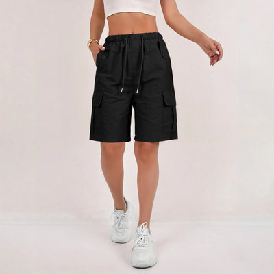 Women Summer Cargo Shorts Solid Casual Pockets Beach Short Pants Harajuku Chic Short Pants All Match Streetwear Bottoms 2025