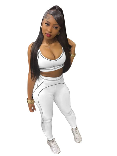 Women Activewear Summer Fitness Gym Yoga Sets Two Piece Set Bra Crop Top And High Waist Leggings Sportswear Training Workout Set