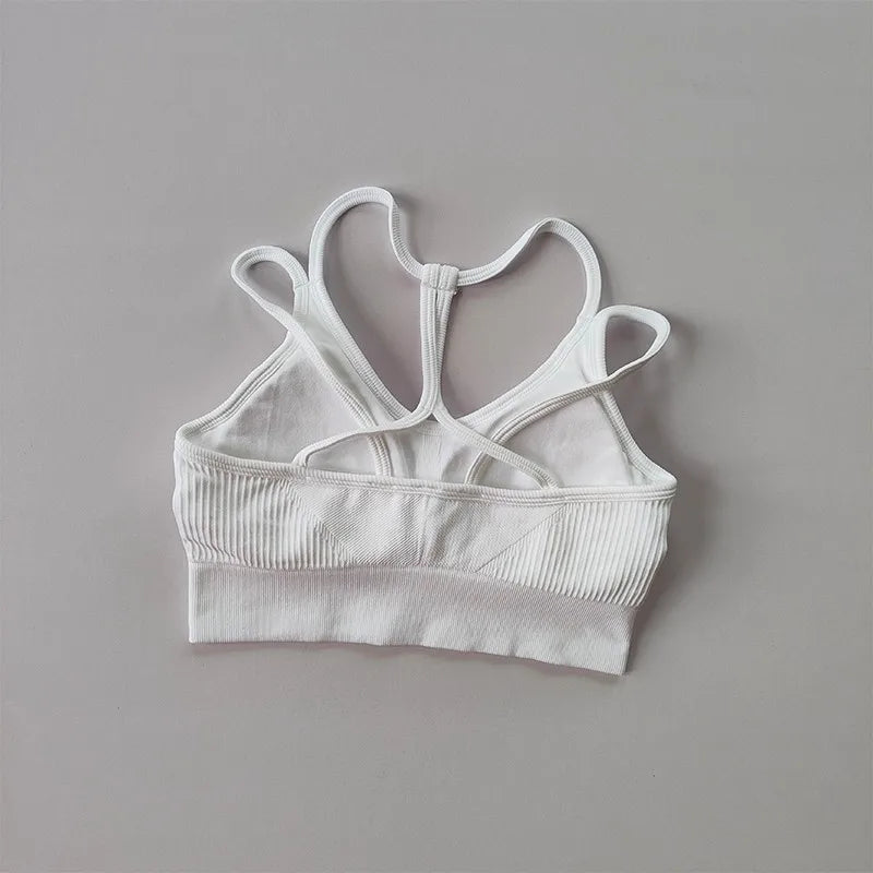Women Breathable Sports Bra  Anti-sweat Fitness Top  Seamless Yoga Bra Gym Crop Top Brassiere Push Up Sport Bra Gym Workout Top