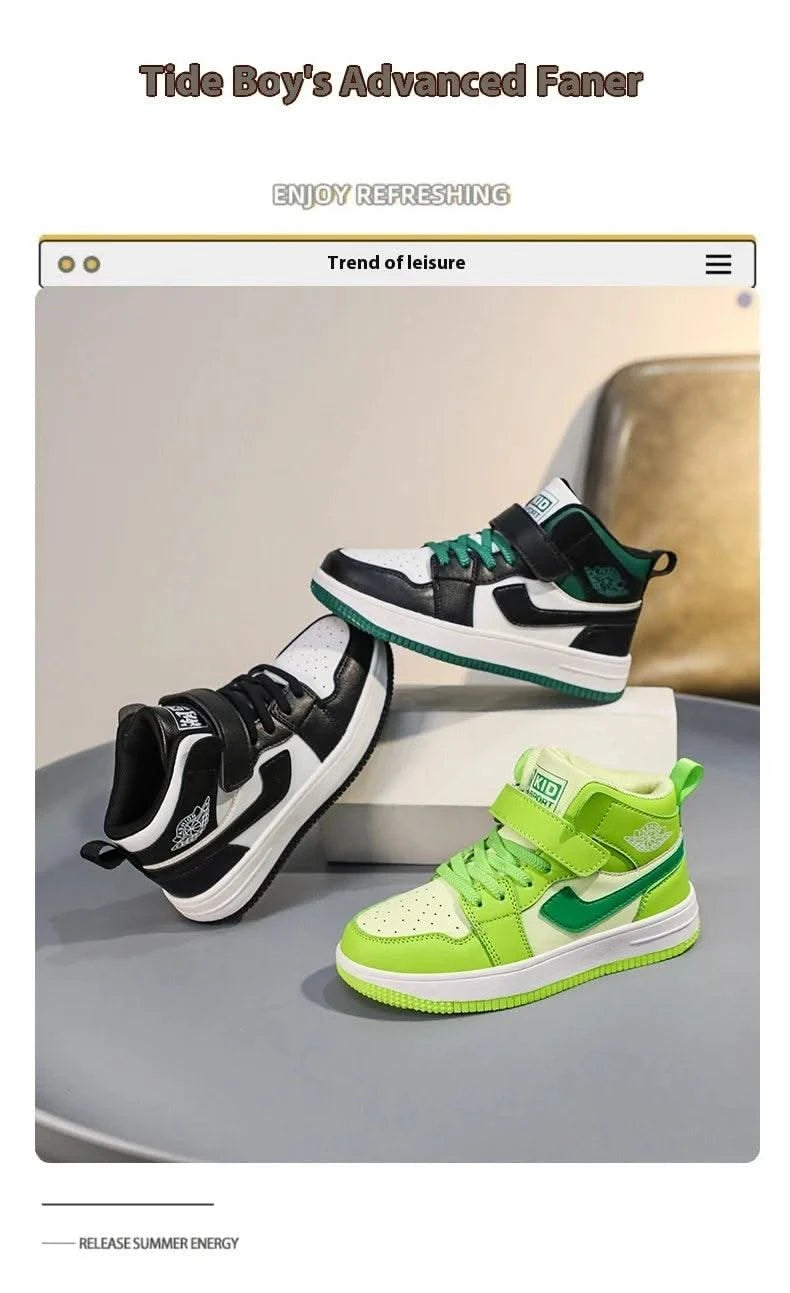 Children's shoes Men's shoes 2024 new fall children's non-slip sports shoes large high top board shoes for children
