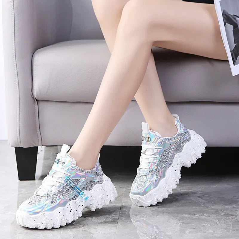 Woman’s Casual Sneakers Reflective Designer Tenis Shoes for Women Brand Fashin Platform Shoes Basket Sports Femme Walking Shoes