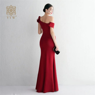 Long Wedding Godmother Dress Evening Woman Party Stain Dresses Burgundy Sexy Mermaid Maxi Ball Gown Luxury Dress Birthday Gown