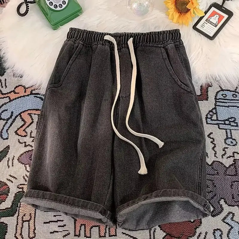Summer men's seven inch jeans fashion design men's jeans slim fit straight leg short jeans casual loose wide leg denim shorts