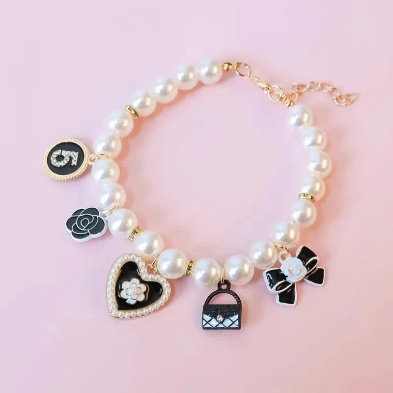 Pet Pearl Collar Little Cat Dog Love Pearl Necklace Cute Dog Jewelry Pet Accessories Puppy Necklace Bow Ties Dogs Pet Products