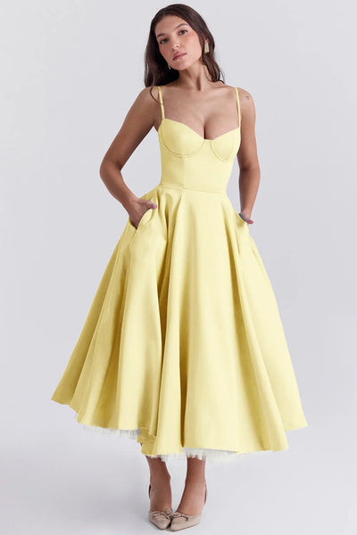 Summer haute couture Princess dress French mesh big swing double strap dress woman