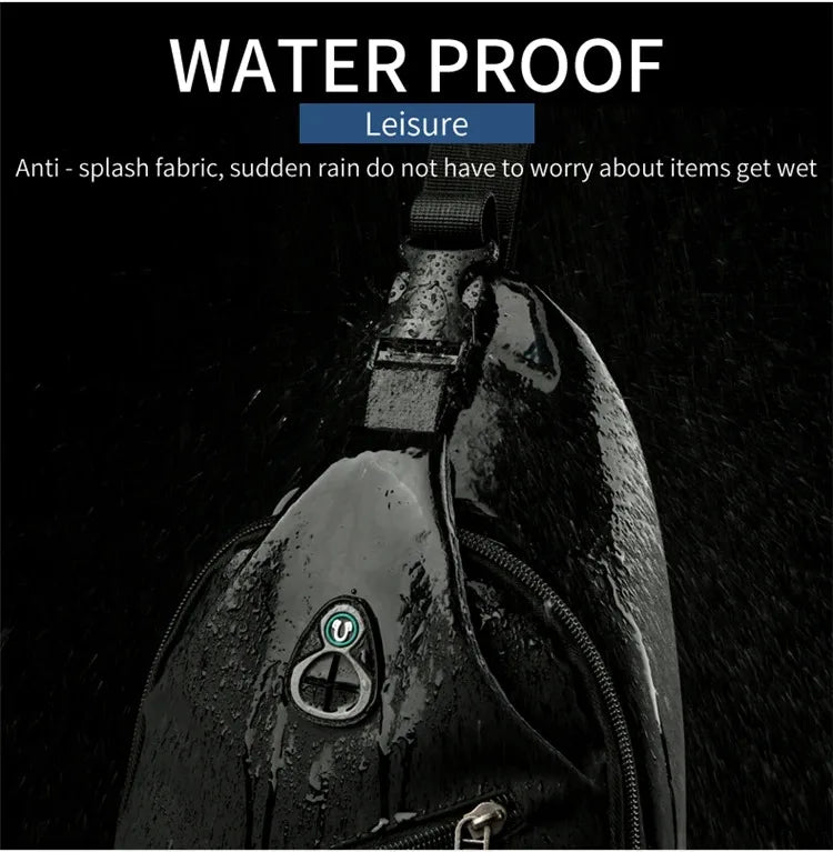 Men Fashion Laptop Waist Packs Trendy Computer Chest Bag Usb Shoulder Bag Leisure Chest Bag Large Capacity Crossbody Bag