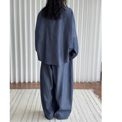 2025 Women Spring Two Pieces Suits Long Sleeve Cotton Blouses With Long Pants Wide Leg Two Pieces Sets Boho Suits Ladies Outfits