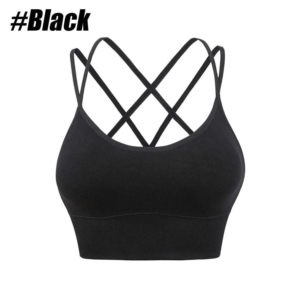 Women Strappy Sports Bras Padded Fitness Yoga Vest