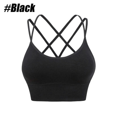 Women Strappy Sports Bras Padded Fitness Yoga Vest