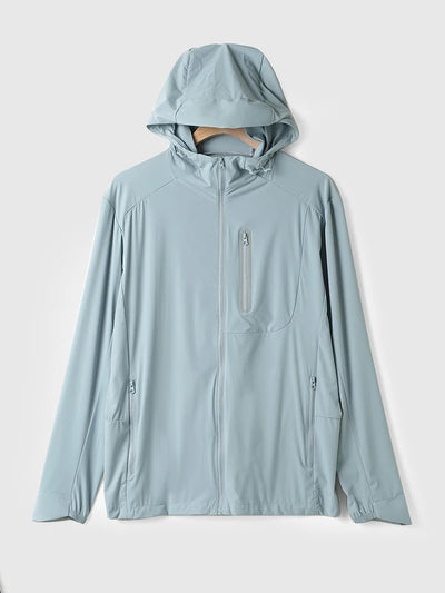 Men Summer Jacket UPF50+ UV Blocking Skin Coats Nylon/Spandex Breathable Quick Dry Light&Thin Sun Protection Hooded Windbreakers