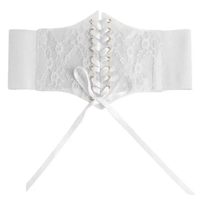 Fashion Women Waist Corset Flower Embroidery Elastic Waistband Black White Red Pink Wide Lace Slimming Body Belts Cummerbunds