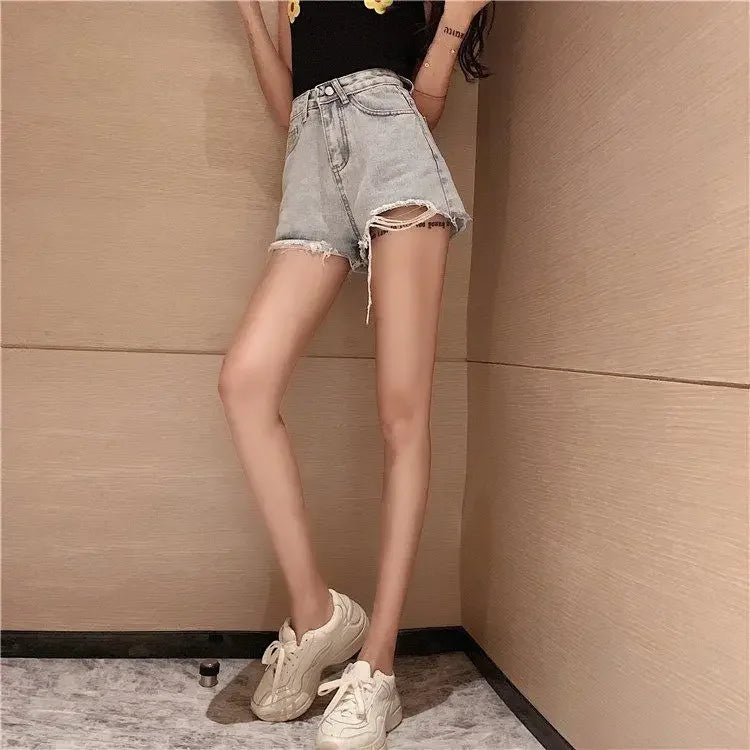 Women's Shorts Graphic Blue Short Pants for Woman To Wear Sexy Denim Jeans Print Design Low Price Youthful Korean Style Clothing