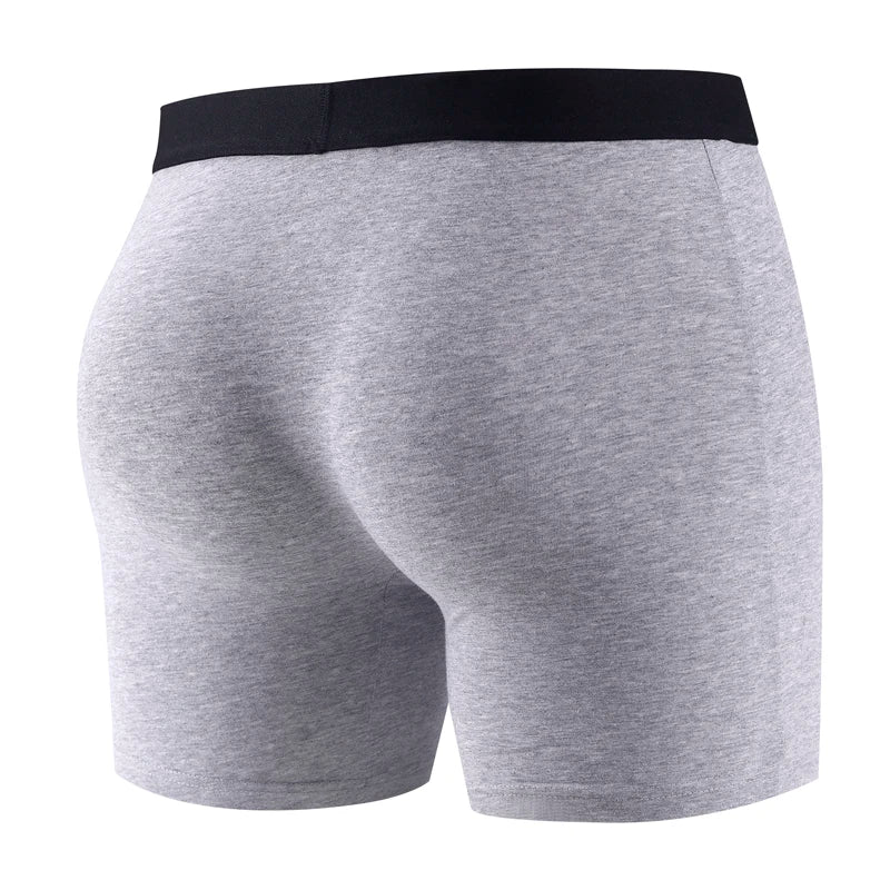 Long Boxer For Man Cotton Men's Panties Family Print Boxershorts Mens Open Front Underwear Sexy Male Underpants Shorts