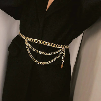 Designer Retro Tassel Chain  Metal Belt For Women| Punk Fringe Waist Dress Female |Silver Gold | Ladies