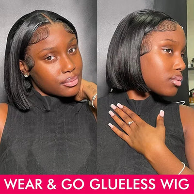 Bob Wig Human Hair 4x4 Glueless Wigs Human Hair Pre Plucked Pre Lace Frontal Wigs 180% Density Straight Short Wigs for Woman