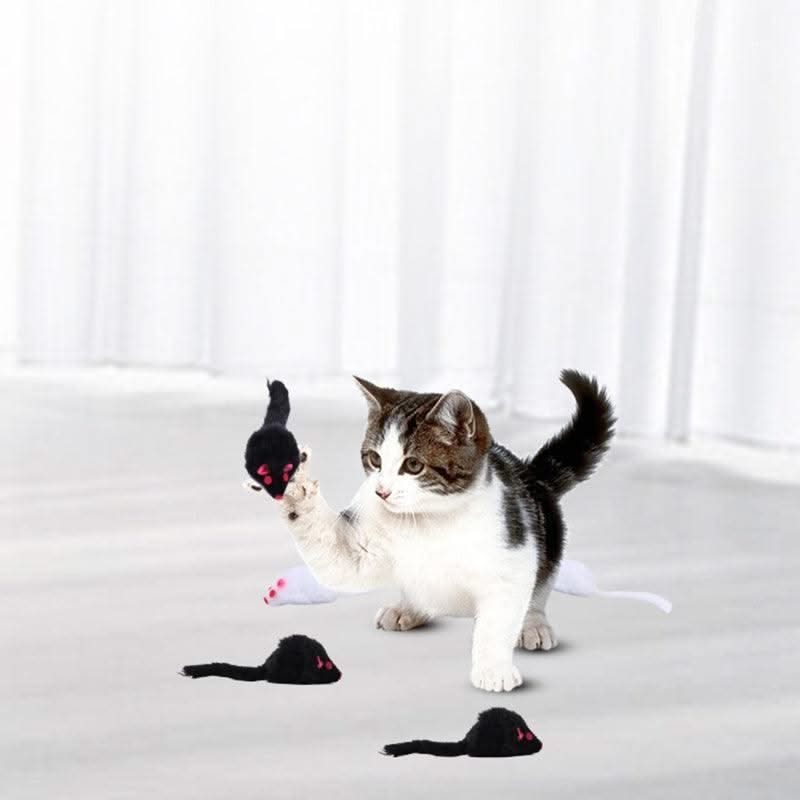 Rattle Mouse Toy for Pet Soft Plush Play Catch Kitten Interactive Mice for Indoor Cats White / Dropshipping