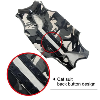 Pet Cat Weaning Cotton Clothes Surgical Post Surgery Onesie Clothes Licking Protective Cat Recovery Suit for Male and Female