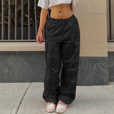 Low Waist Parachute Loose Baggy Sweatpants Trousers Women Jogger Cargo Pants Streetwear Outfits