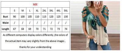 Summer Women's Oversized T-shirt 2025 Elegant Print Floral Casual Zipped V-Neck Sexy SlimTop Female Plus Size For Women Clothing