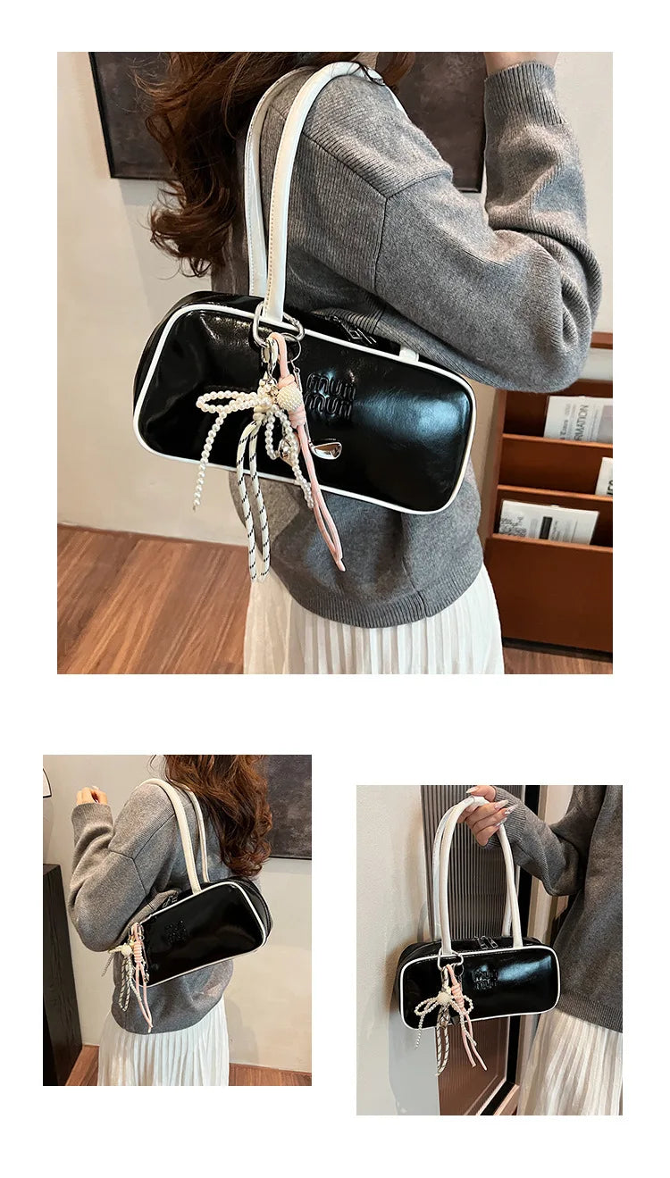 Designer Bowling Tote Women's Oversized Shoulder Bag, High-Capacity Office Handbag, Fashionable Minimalist Crossbody Purse