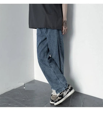 Men's Jeans 2025 Spring Autumn Korean Wide Leg Pants Fashion High Street Loose Straight Denim Trousers Male Clothing pants