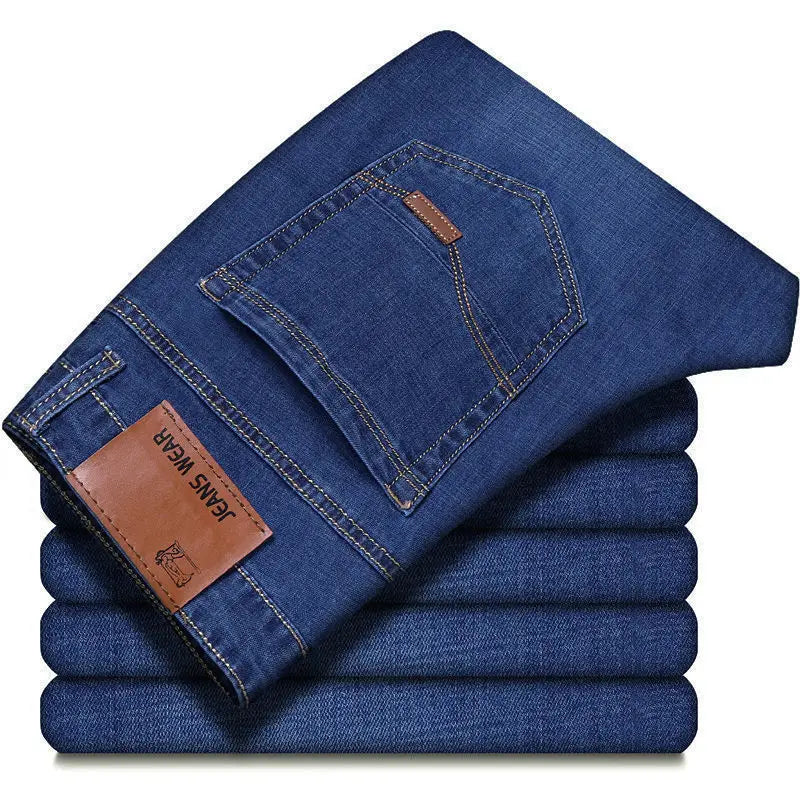 2025 New Business Men's Jeans Casual Comfortable Straight Stretch Fashion Classic Premium Blue Black Denim Pants Large Pants