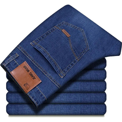 2025 New Business Men's Jeans Casual Comfortable Straight Stretch Fashion Classic Premium Blue Black Denim Pants Large Pants