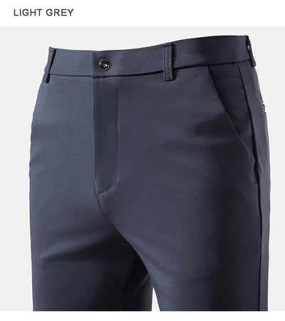 Men's Stretch Trousers Casual Smart Suit Pants Formal Straight Sport Clothing Japanese New Black Navy Elastic Office Work Pants