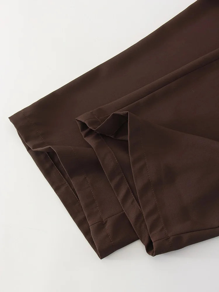 Wide Leg Pants For Women Straight Autumn Coffee Tie Up Casual Trousers Women Gray Loose Pants Ladies Black Trousers Office