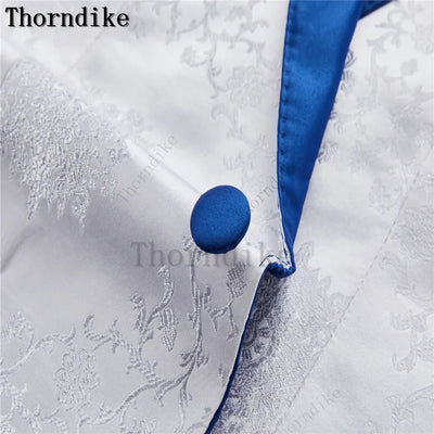 Thorndike Classic White Groom Tuxedo Groomsmen One Buttons Royal Blue Peaked Lapel Best Man Suit Wedding Men's Blazer Costume