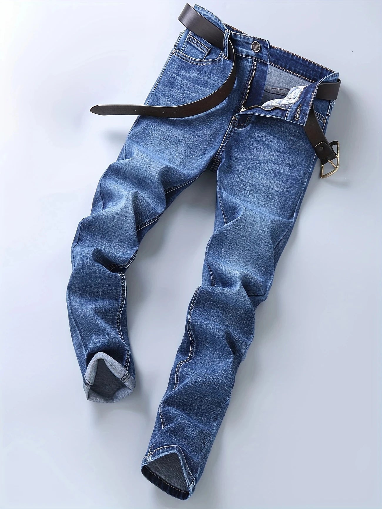 2025 New Business Men's Jeans Casual Straight Stretch Fashion Classic Blue  Work Denim Trousers Male Brand Clothing 29-40size