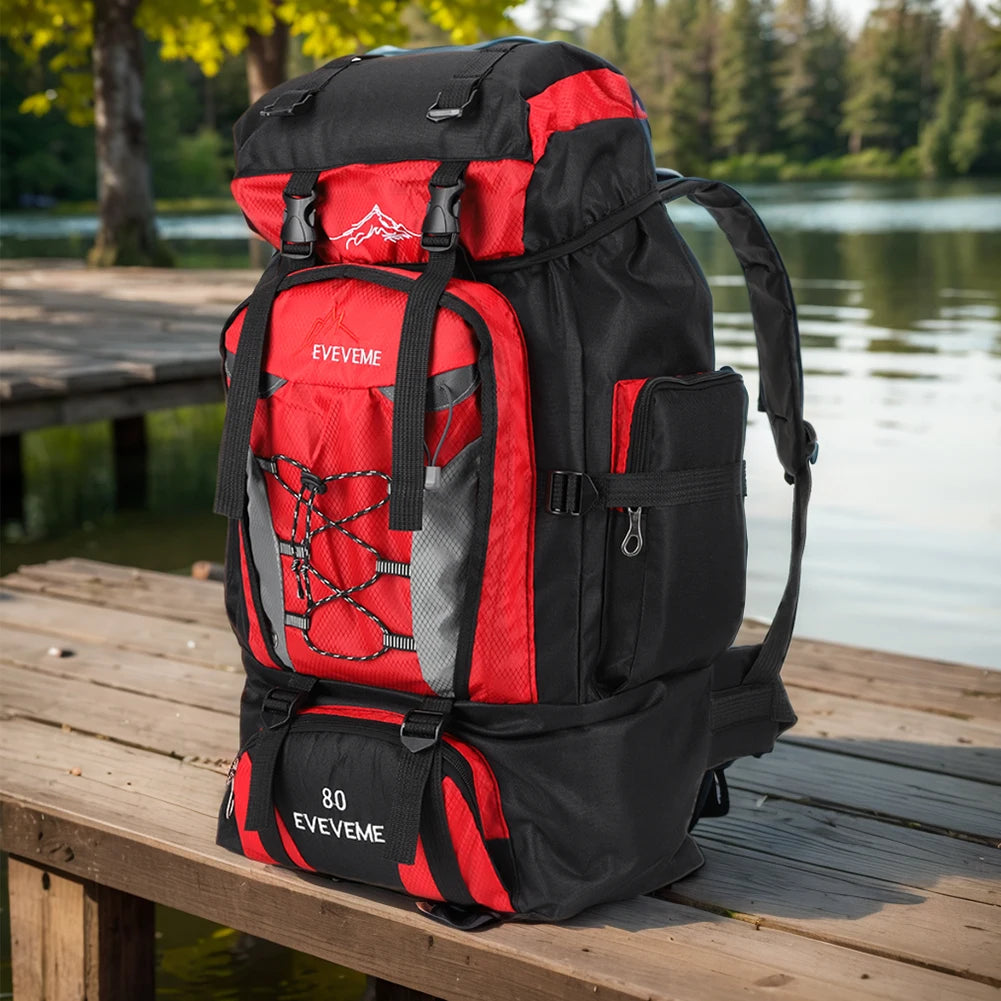 80L Climbing Backpack Large Capacity Trekking Backpack Adjustable Strap Mountain Climbing Rucksack Travel Accessories