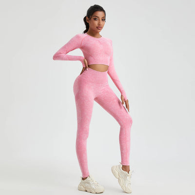 Women's Long Sleeves Round Neck Wash Exercise Activewear Sport Tops Skinny Stretch Activewear Running Wear