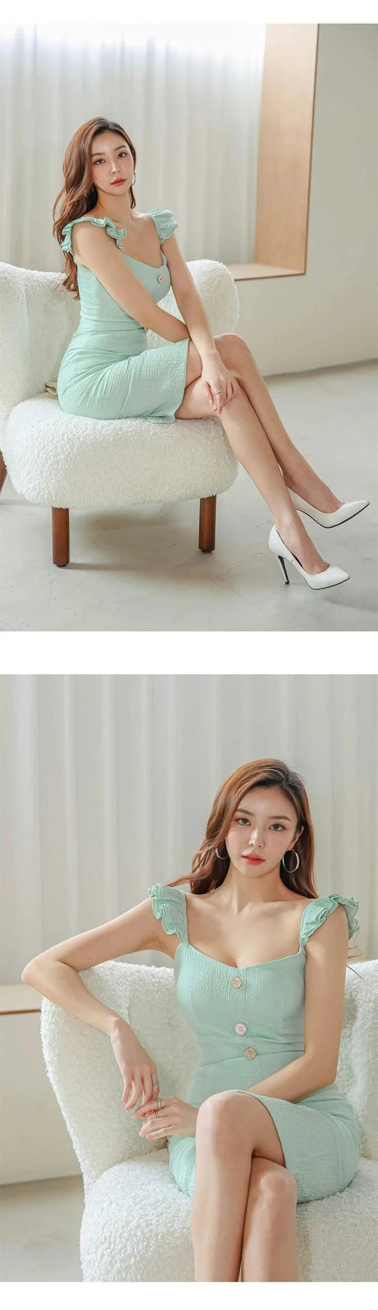 Knee-Length Strap Low Cut Slim Midi Dress For Women |  Elegant & Sexy | Party Vacation | Summer Dress for Girls & Ladies