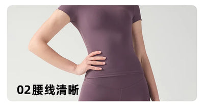 Short Sleeve Training Sports Fitness Clothing Skinny Thin Top Crew Neck Breathable Quick Drying T-Shirt workout tops for women