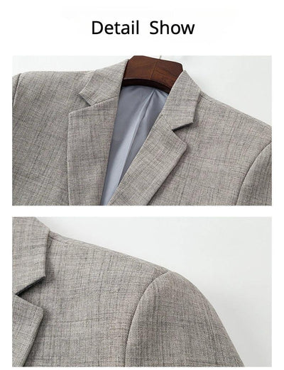 Spring Autumn Men's Blazer Luxury Plaid Jacquard Casual Suit Jacket Gray Blue Beige Loose Male Coat Costume Homme