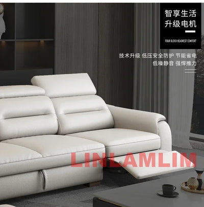 MANBAS Multifunctional Convertible Sofa Bed With Eletric Recliner, Folding Sofa Cama With Power Reclining Seats & Storage Box