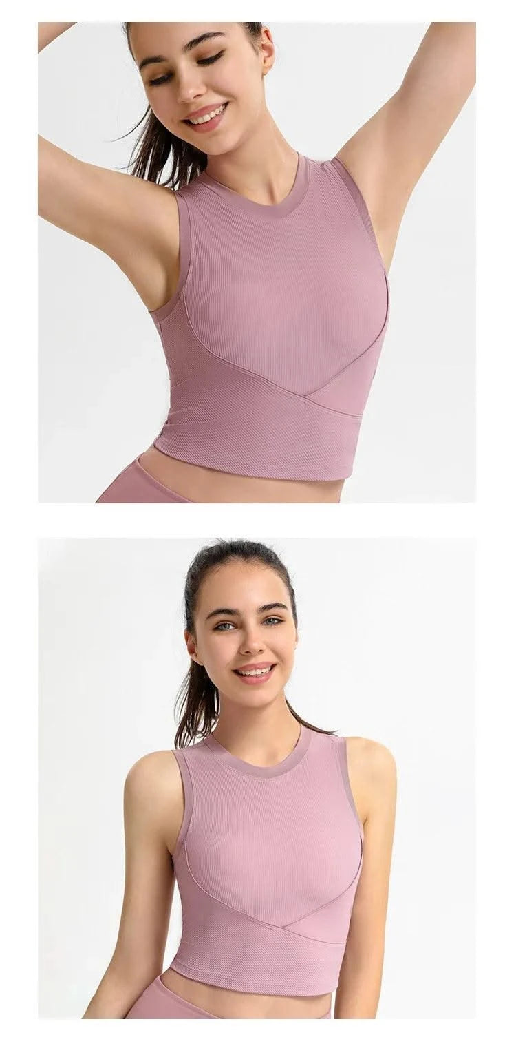 Women's Racerback Sports Bras with Padded - Summer Sleeveless Yoga Top Fitness Workout Running Shirt Breathable Quick Dry Vest