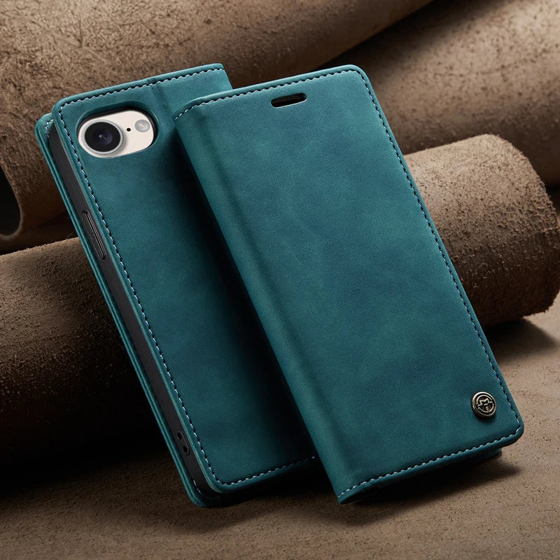 Flip Wallet Case for iPhone 16e 2025 Magnetic Folio Leather Cover with Card Holder Kickstand Shockproof Durable Protective Shell