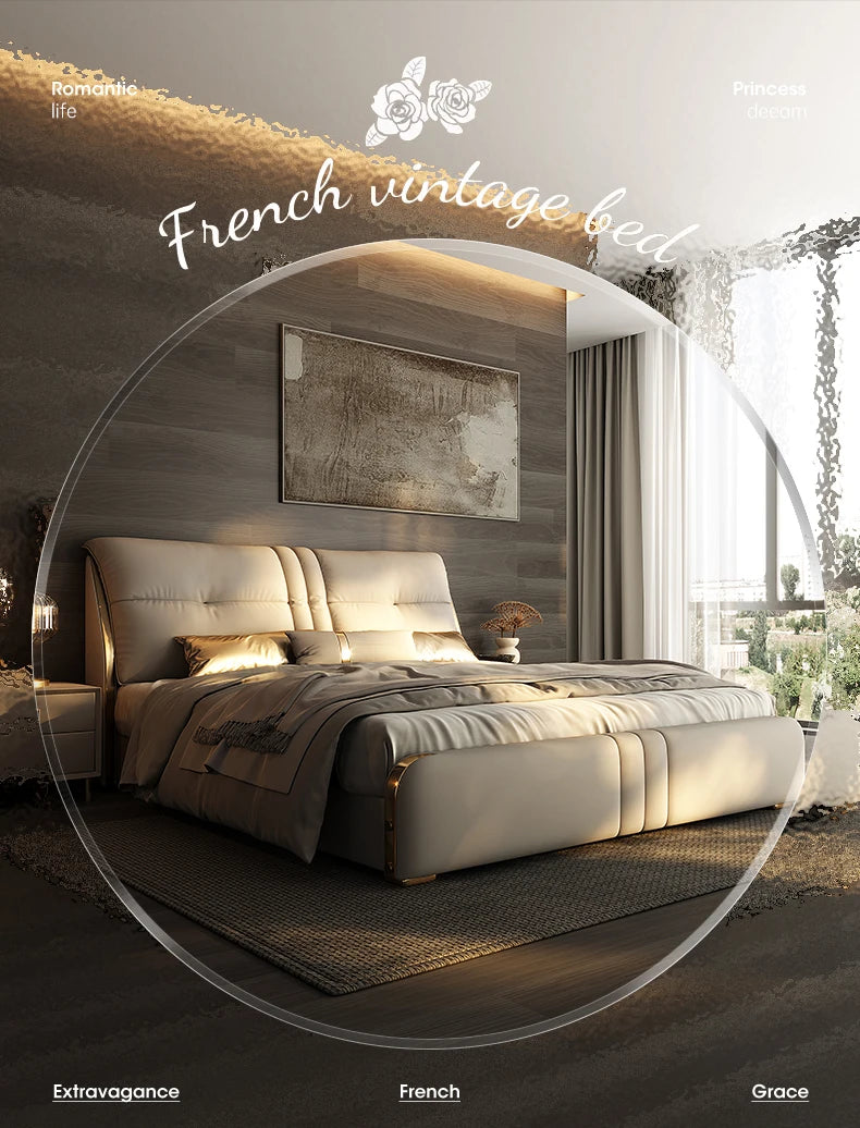 Luxury Double Bed Modern Sofa Design Simple Princess Sleeping Massage Bed Leather Headboards Muebles Lounge Suite Furniture