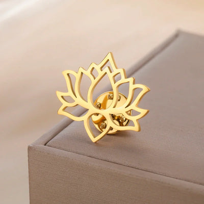 Dawapara Mandala Lotus Flower Brooch Lapel Pin Buddhism Spiritual Jewelry Fashion Stainless Steel Accessories