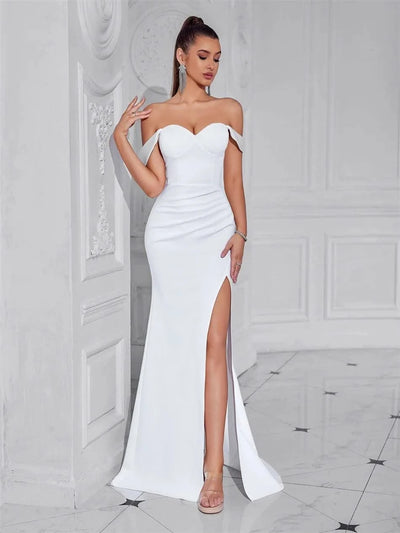 Cocktail Dress For Women Off Shoulder Sexy Floor Length Party Evening Night Outfit Club Formal Wedding Guest Maxi Gala Vestidos